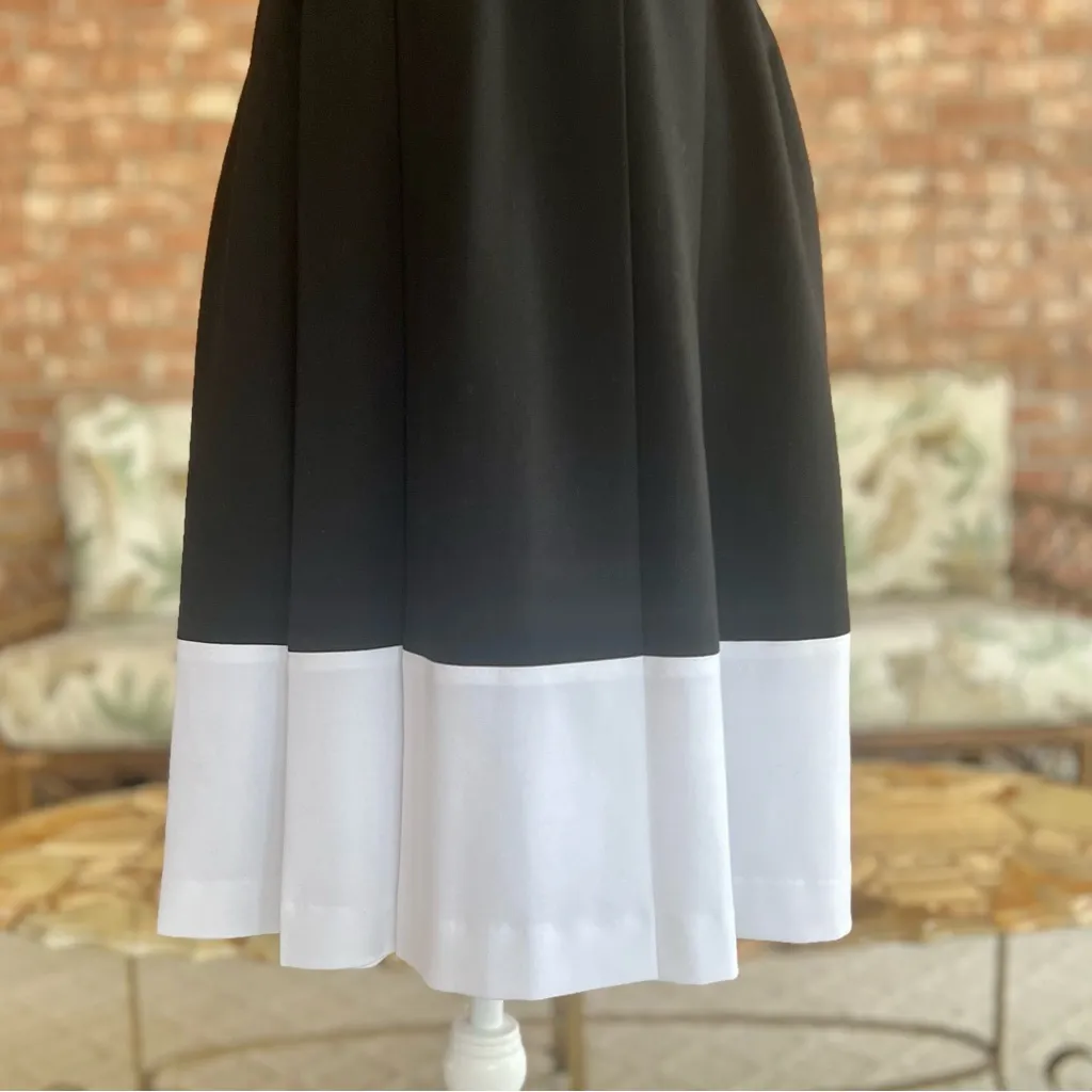 Calvin Klein Dress Color Block Knee Length Black White Sleeveless Belted 8 - Image 7