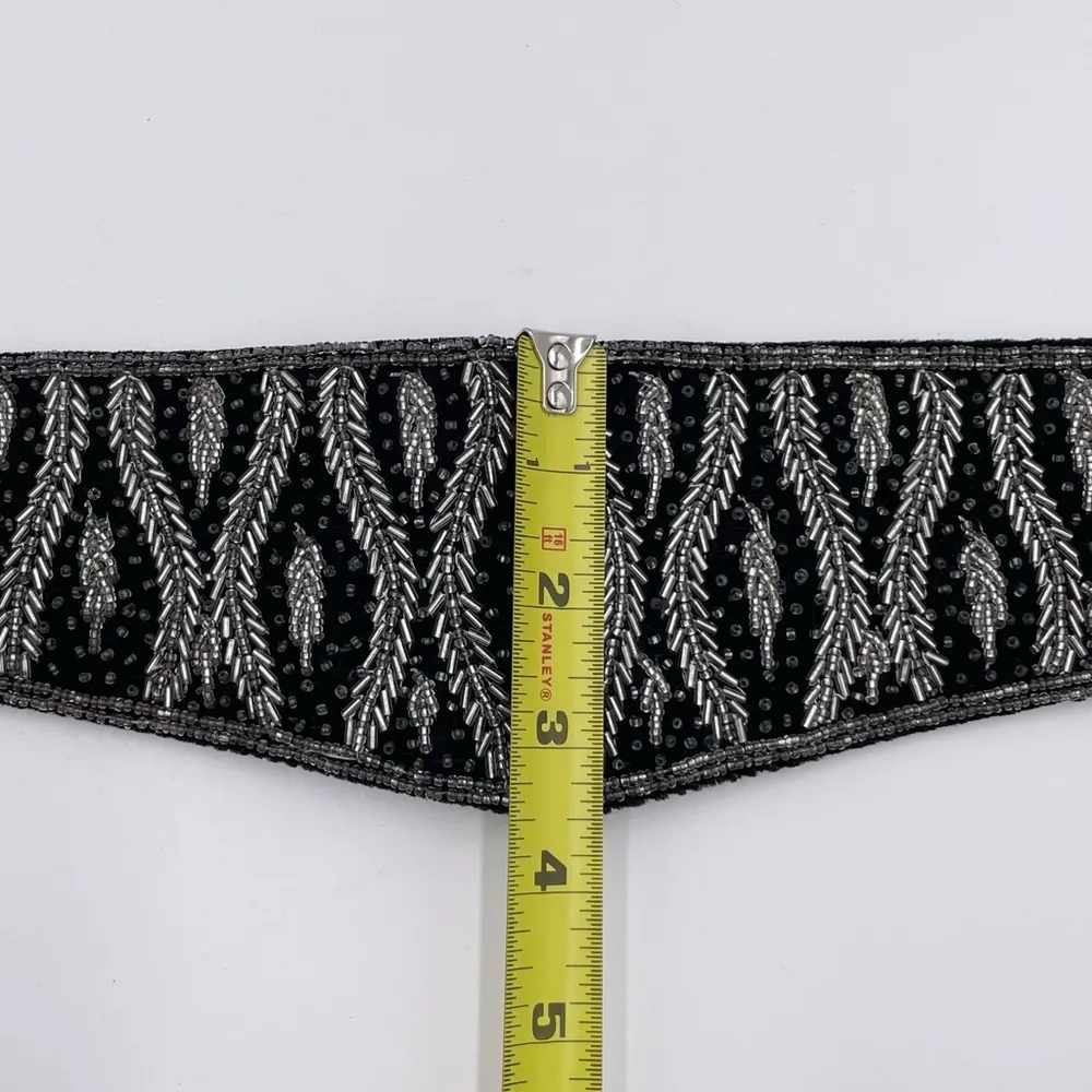Vintage 80s 90s Jeffrey Lawrence for Lawrence Bentley Beaded Fabric Belt Black - Image 10