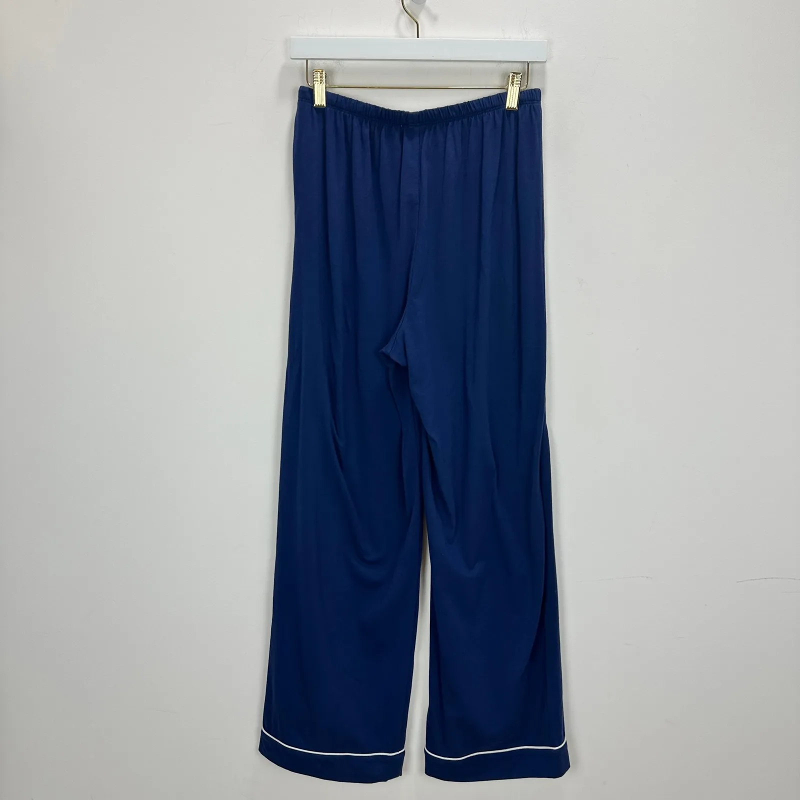 J.Crew Dreamy Cotton Blend Pajama Pant Set Long Sleeve Navy Lounge Womens Small - Image 10