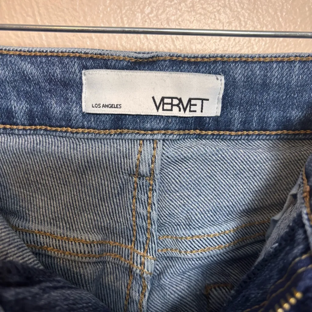 Vervet Women’s Jeans Front Slit Ankle Jean Center Seam Blue 2% Spandex Size 28 - Image 4