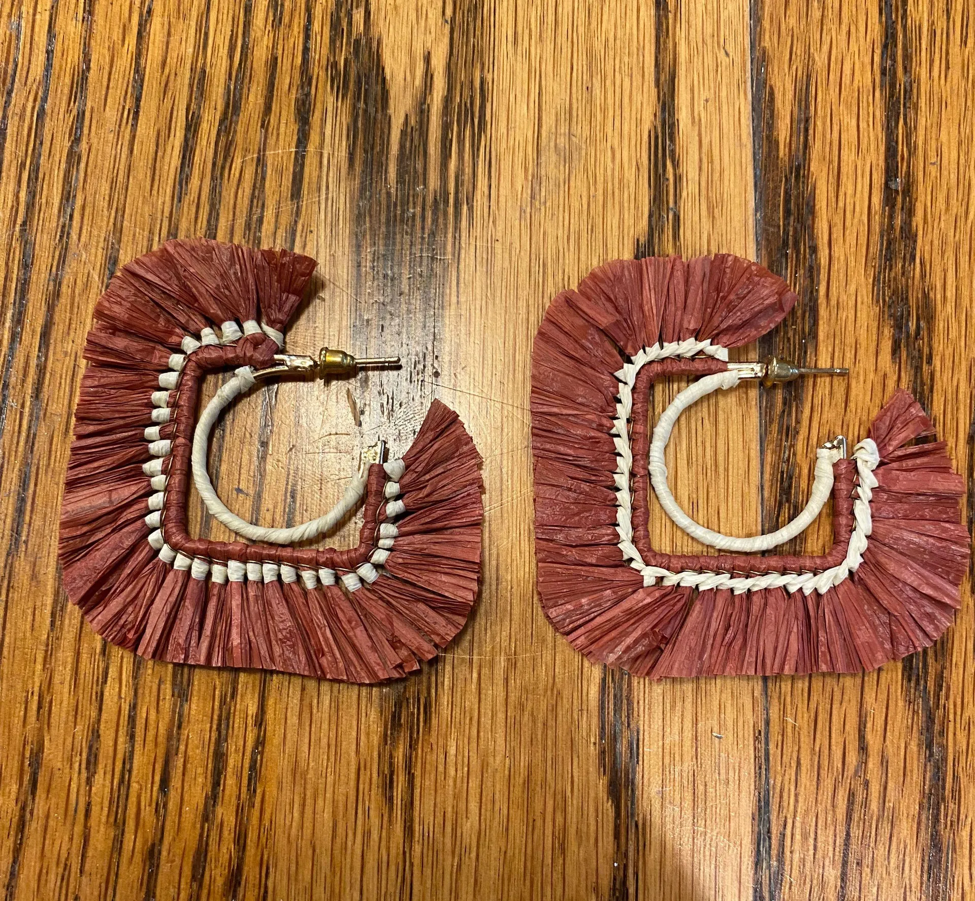 American Eagle Outfitters Boho Square Raffia Earrings - Image 3