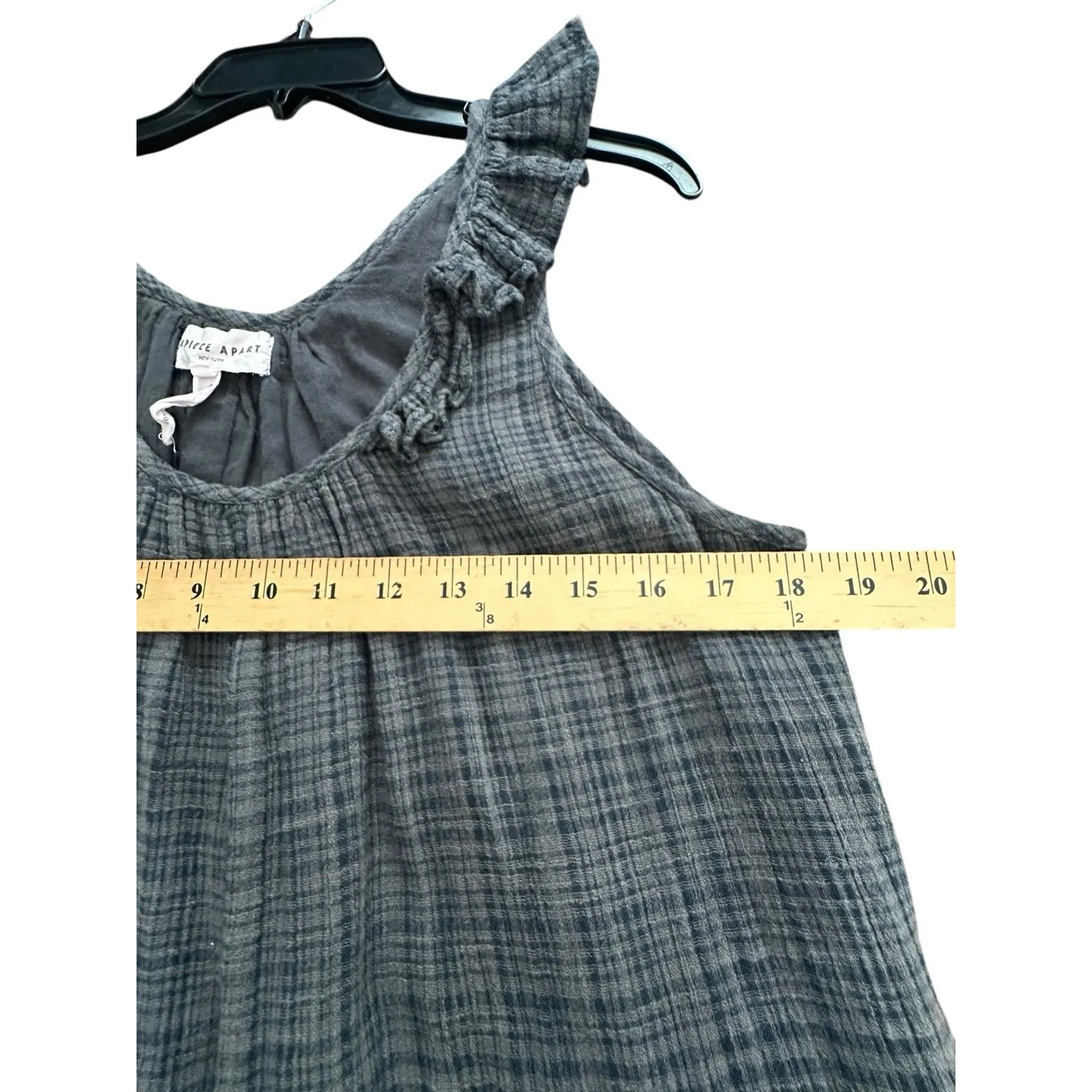 Apiece Apart Dress Medium Verder Mini Dress Charcoal Slub Knit Cotton #G11-3 - Image 5