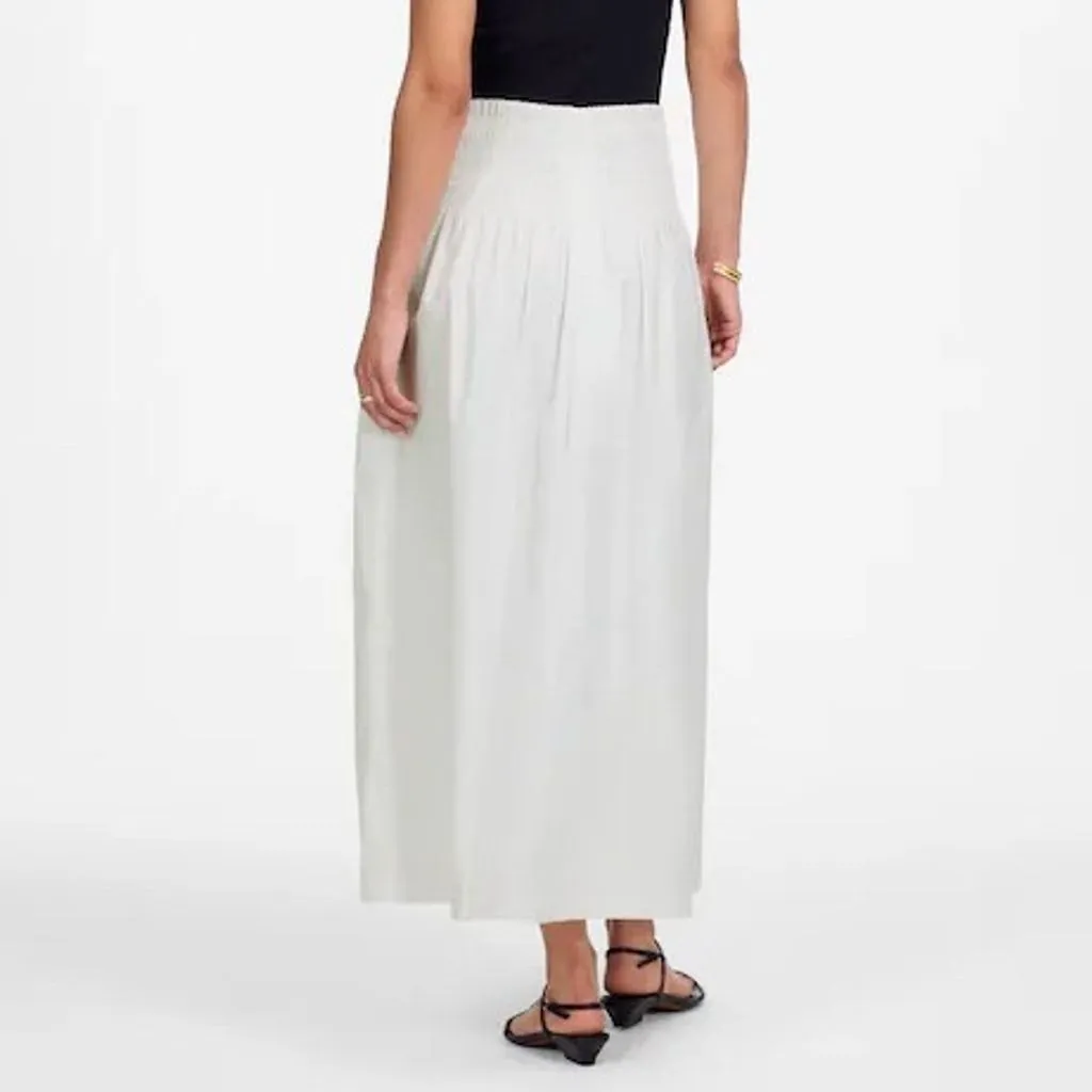 NWT Madewell Women's 2X White Smocked-Waist Poplin Midi Skirt Casual - Image 3