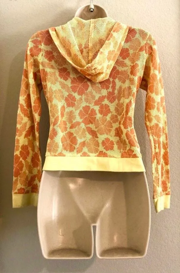NWOT  bright floral mesh zip up hoodie. Sz small - Image 3