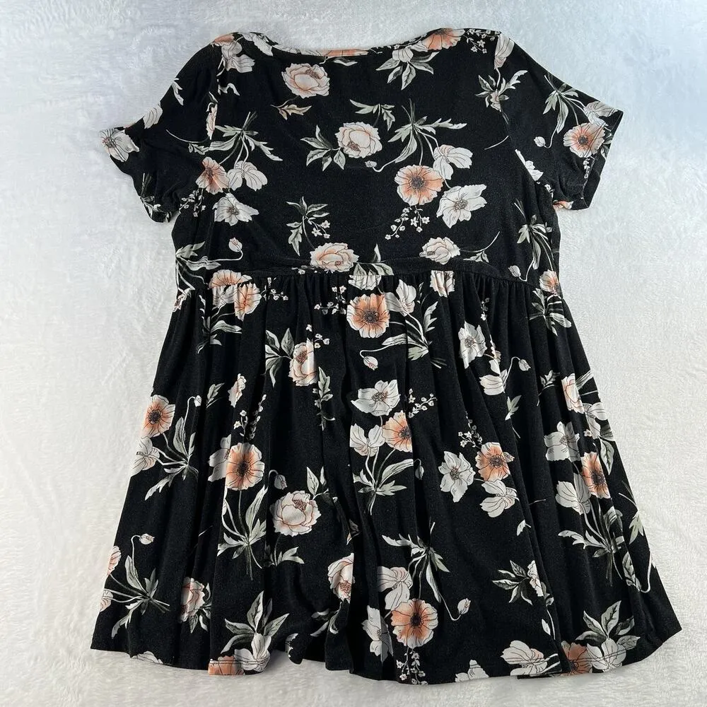 Torrid Plus 0 0X Babydoll Super Soft Button Front Short Sleeve Top Floral Print - Image 13