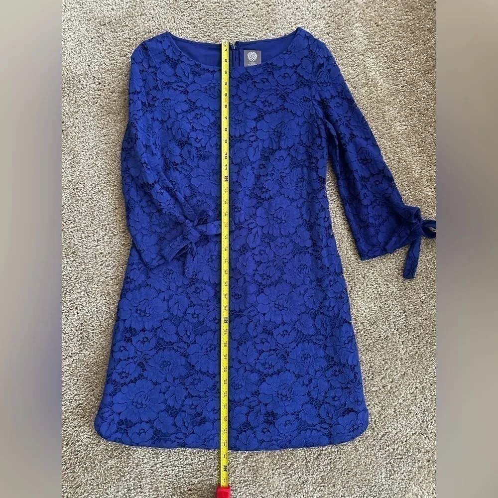 Vince Camuto Royal Blue Floral Lace Long Sleeve Dress - Image 5