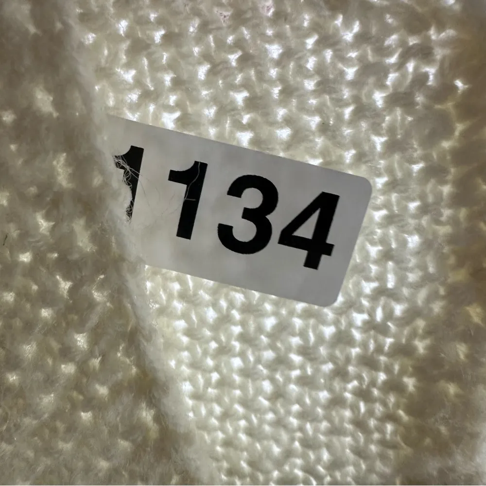 Crochet Knit Short Sleeve Heart Button Pullover Sweater Womens Small Beige - Image 2