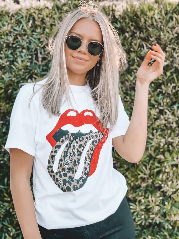 Bella Canvas Leopard Lip Tee - Image 2