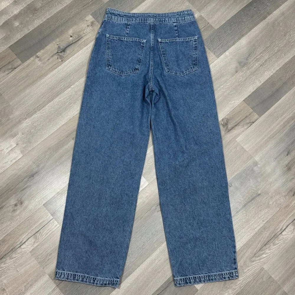 Topshop Zed Exposed Zipper High Waist Straight Leg Jeans Blue 28 Skater - Image 10