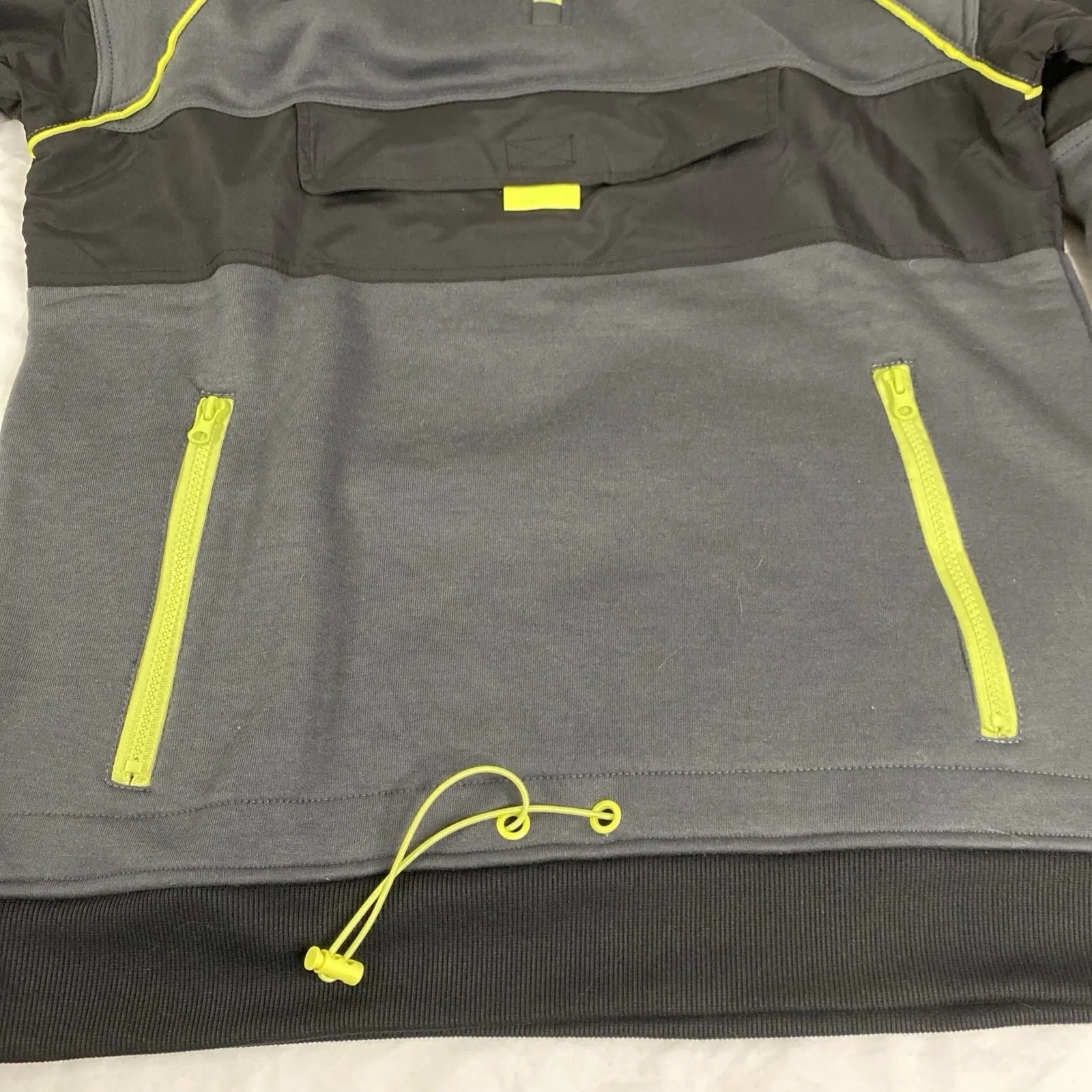 WESC Pullover Sweatshirt Hoodie Jacket Quarter Zip Pockets Gray Unisex S/M NWT Size M - Image 9