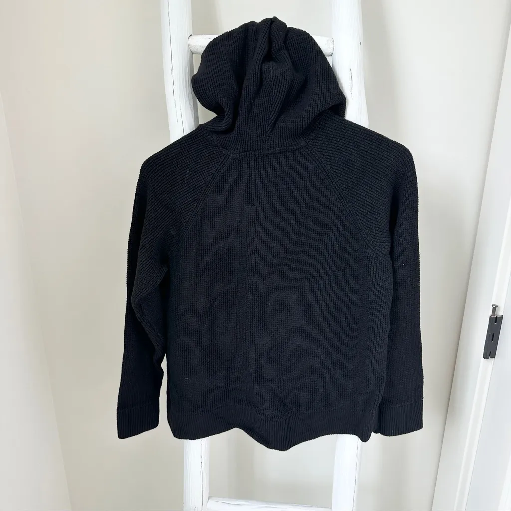 MICHAEL Michael Kors Black Ribbed Hoodie Sweater w Gold Accents Size Large - Image 2