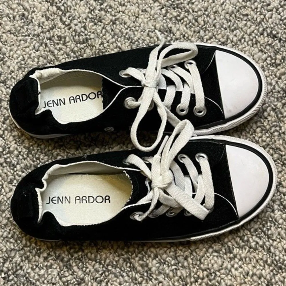 Jenn Ardor Women’s Black Canvas Low Top Slip On Sneakers Size 6 - Image 4