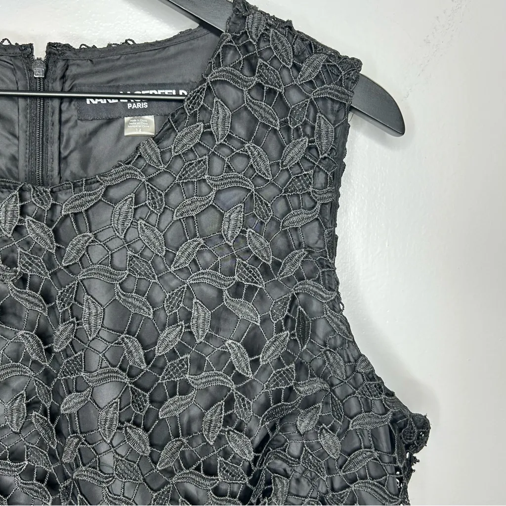 Karl Lagerfeld Paris Black & White Floral Lace Shift Dress Size 14 - Image 5