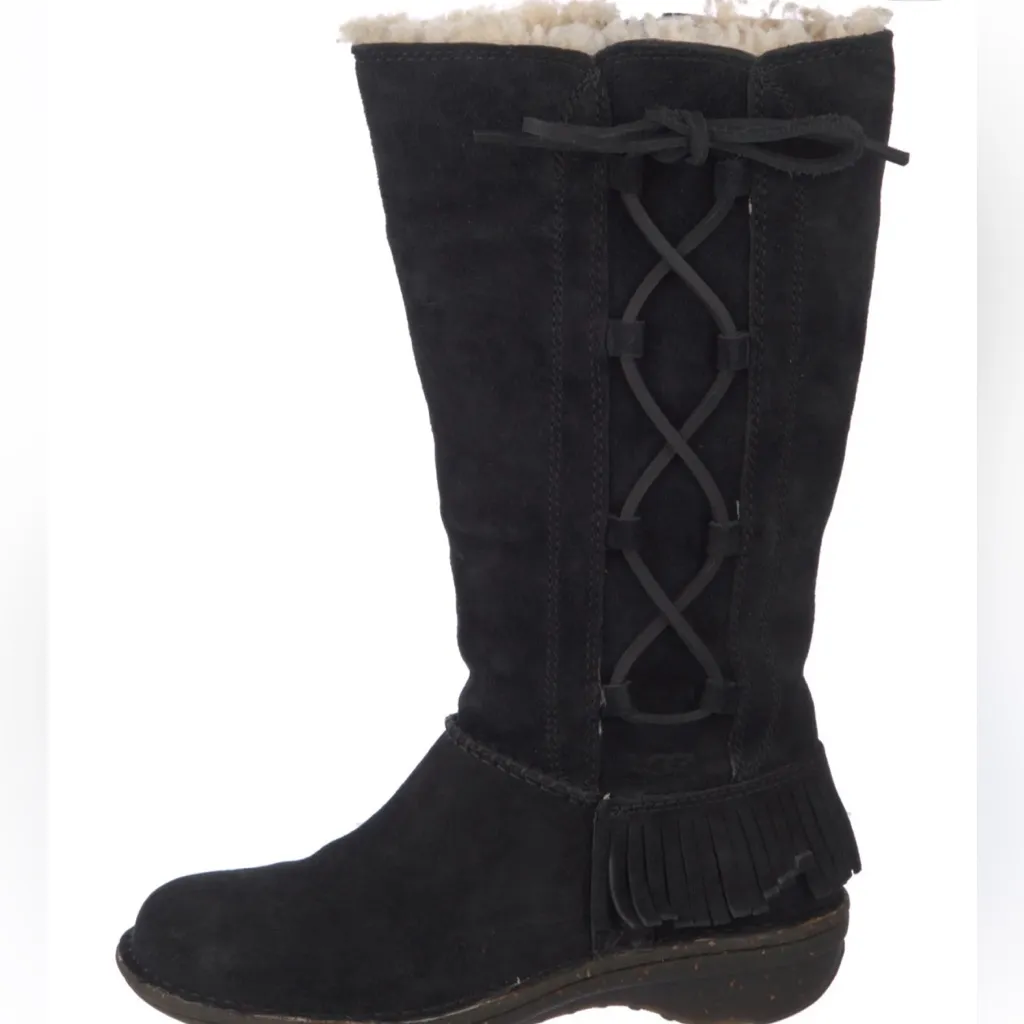 UGG Black Suede ‘Desoto’ Tall Winter Boots - Image 2