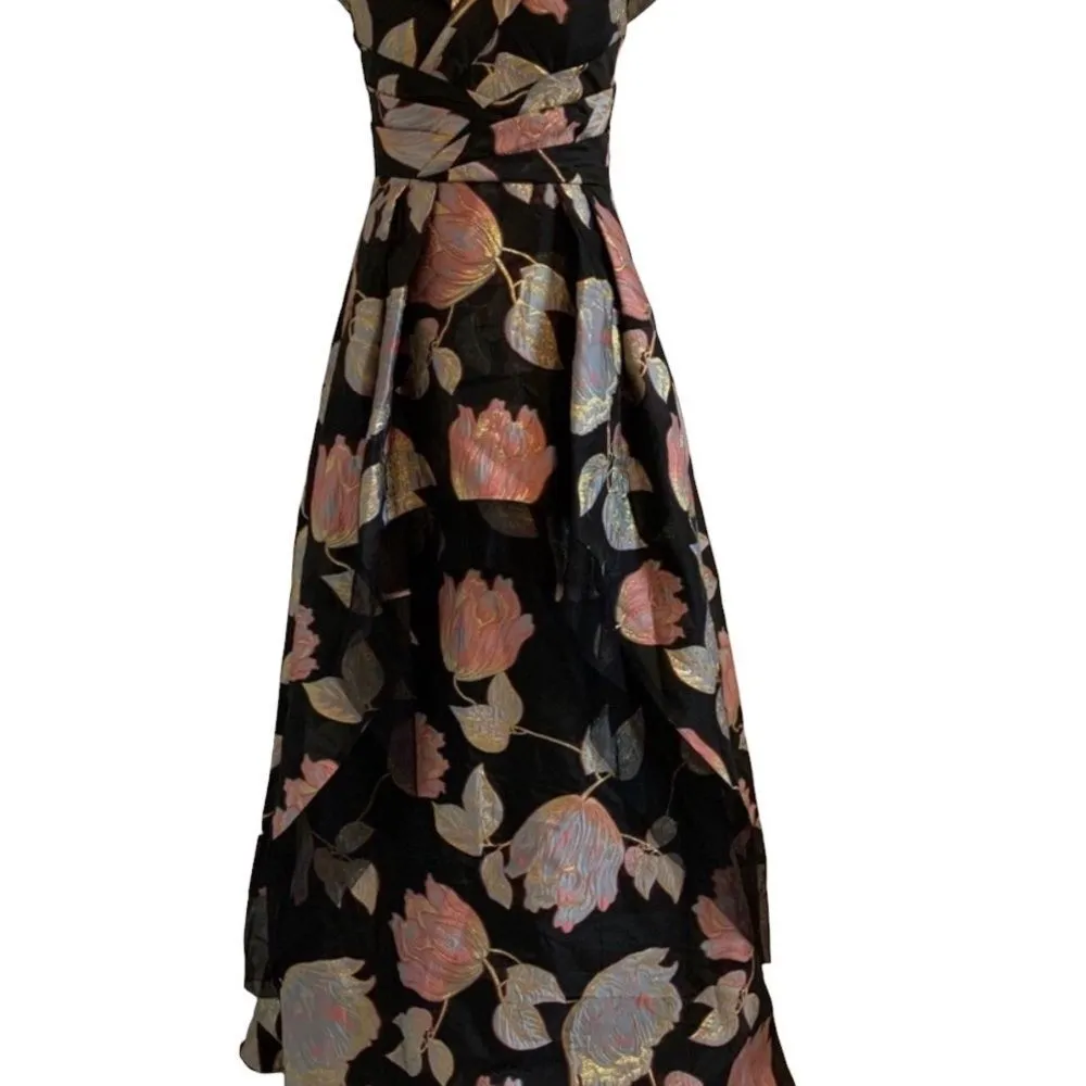 Aidan Mattox Floral Jacquard Off Shoulder Gown - Image 7