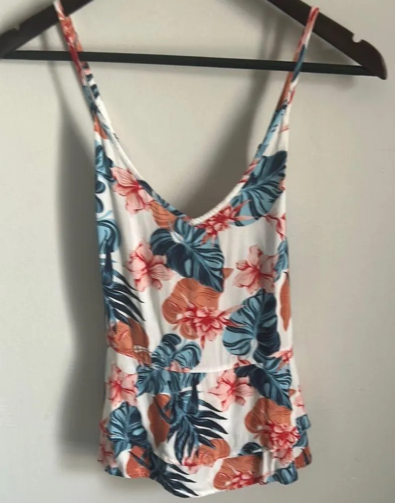 Roxy Tropical Floral Print Beachy Women's Ruffle Hem Tank Top - Image 7