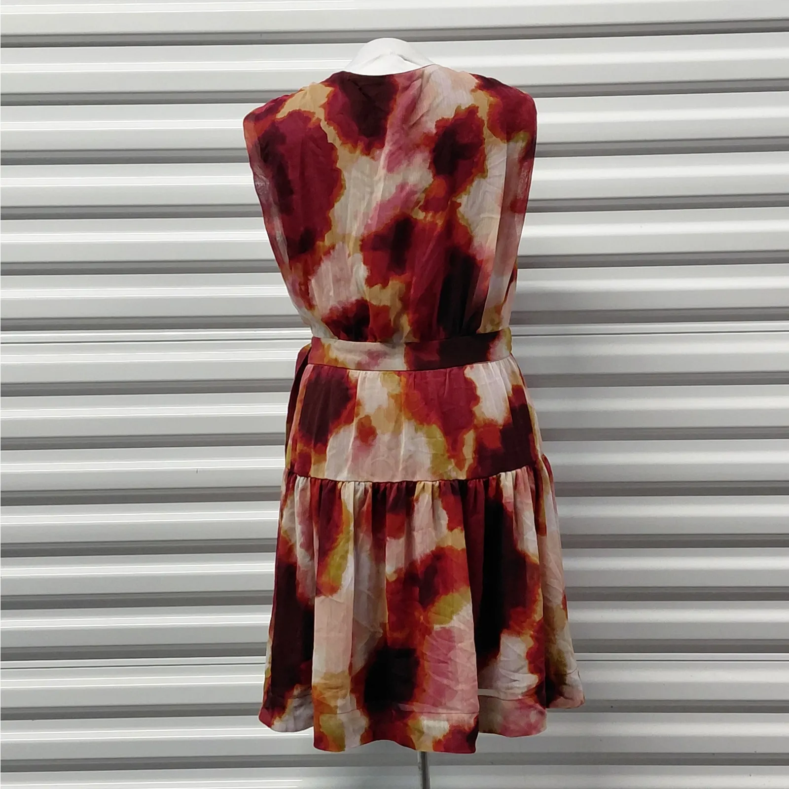 Taylor Women's Wrap Dress Size 14 Multi Tie Dye Chiffon Sleeveless Boho Party - Image 5