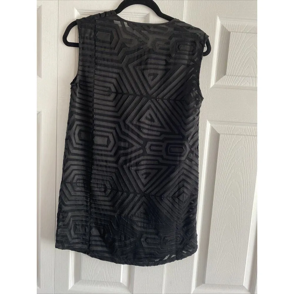 Eleven Paris Women's 34 Black Sheer Geometric Sleeveless Tunic Blouse Grunge Hip - Image 7
