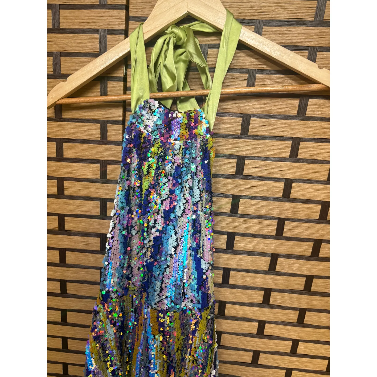 Nasty Gal Multi Color Halter Sequin Dress Size 4 - Image 3