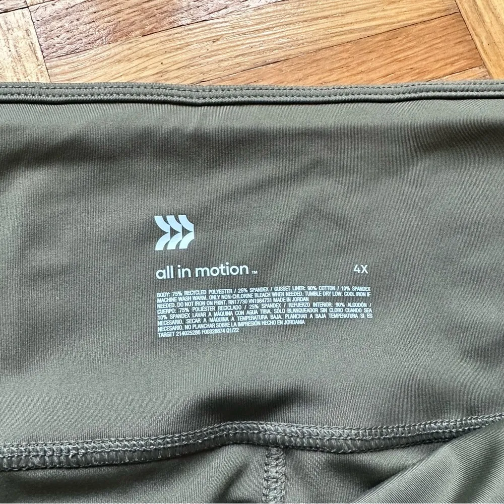 New All In Motion Army Green Bike Shorts Size 4X - Image 4