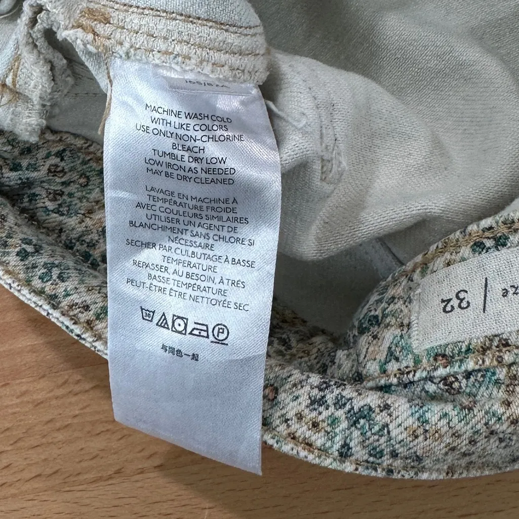 Anthropologie Pilcro Ultra High Rise Slim Utility Jeans Neutral Floral Size 32 - Image 9