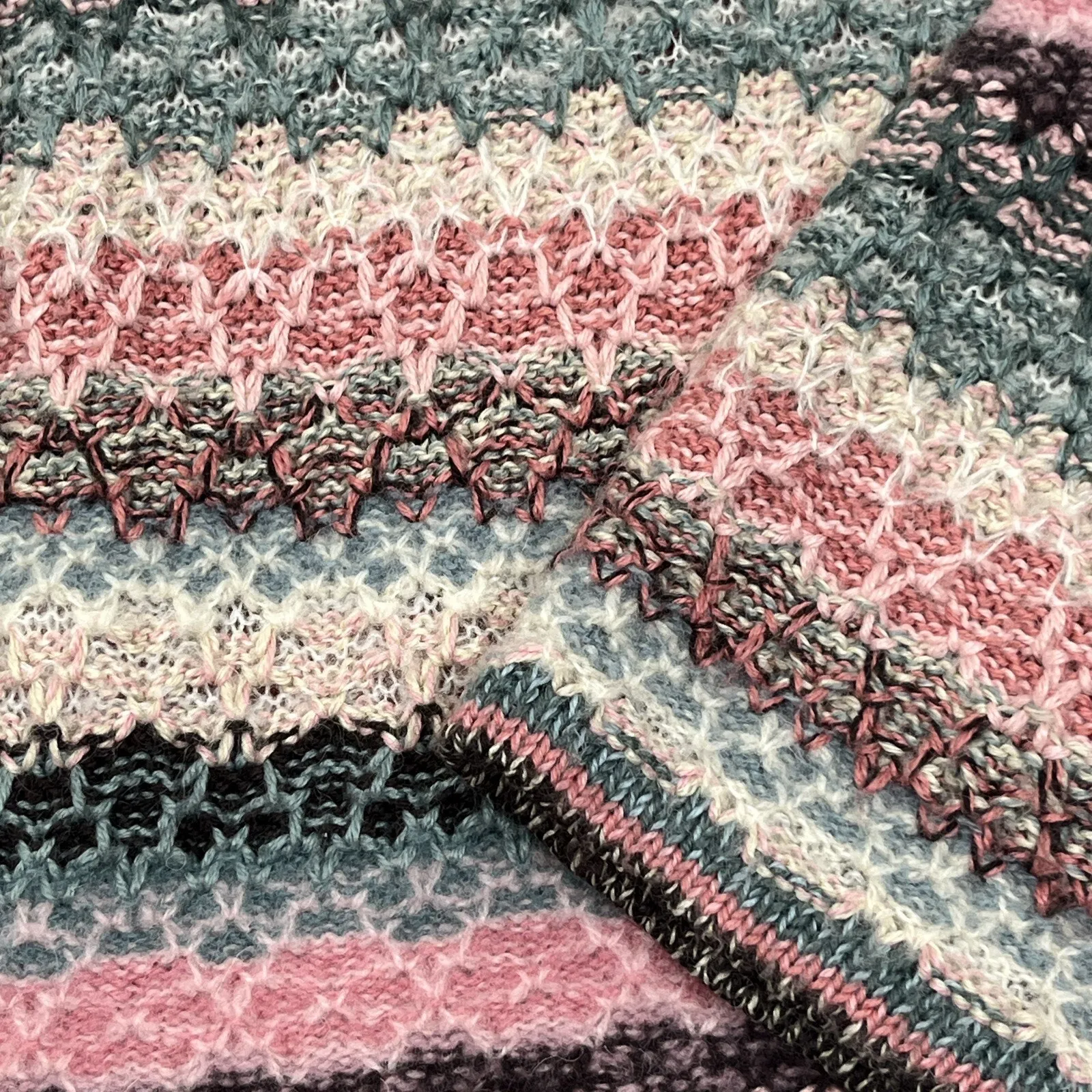 Vintage KORET Wool Mohair Cardigan Sweater Sz L Button Up Multicolor Grannycore Pink Size L - Image 4