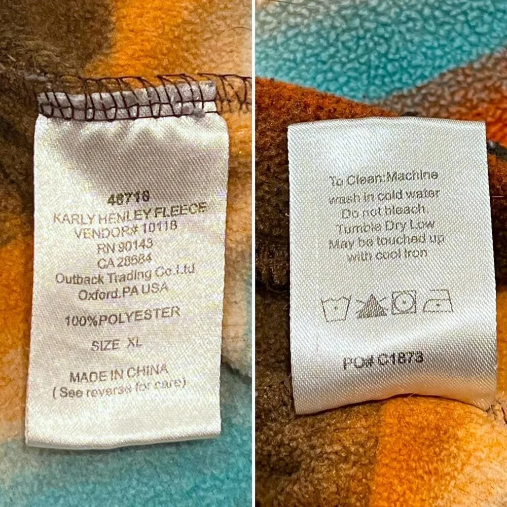 ★ Outback Trading Co. Retro Multicolor Striped Fleece Pullover w/ Half-Zip ★ - Image 8