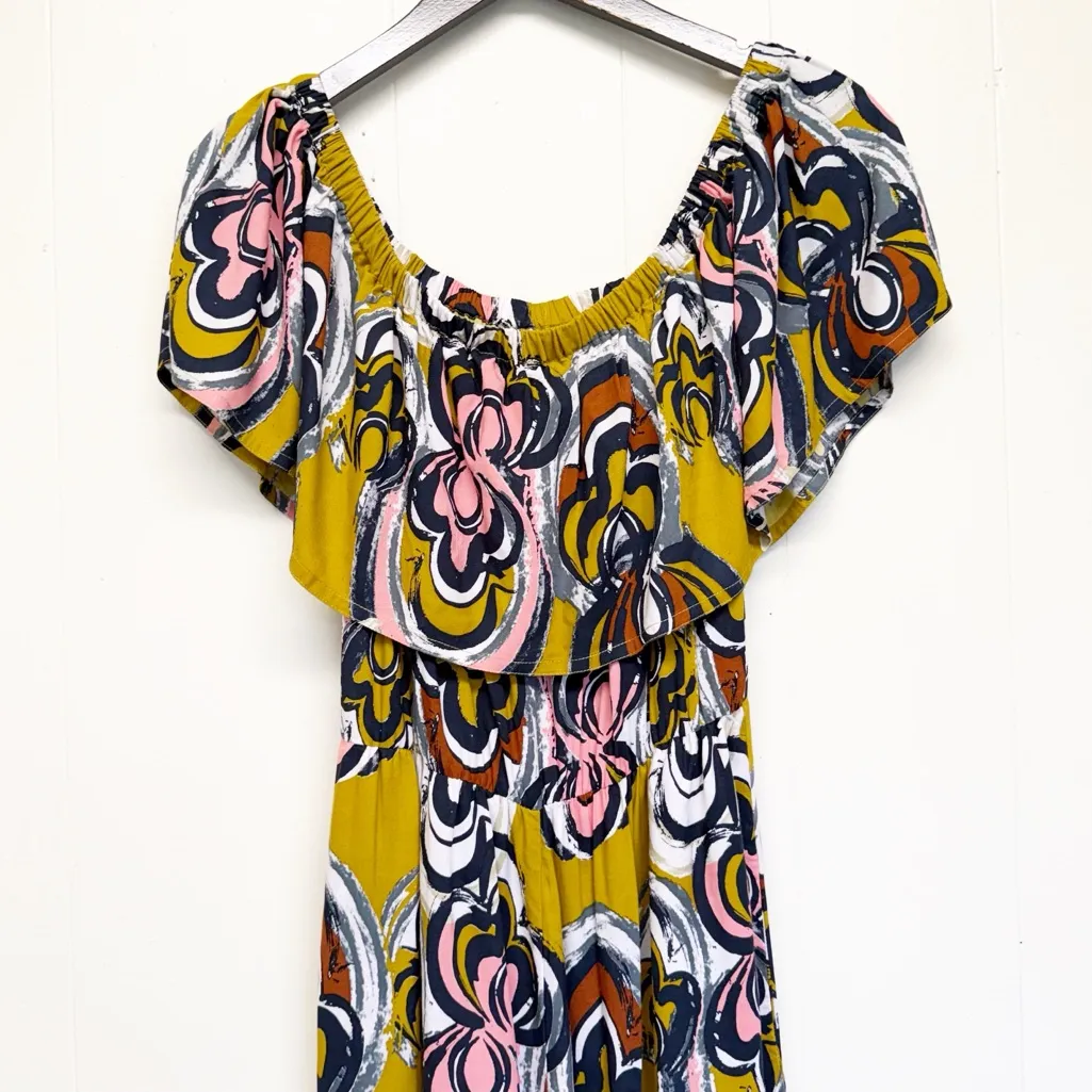 BEL KAZAN ANTHROPOLOGIE Lily Off The Shoulder Jumpsuit Small Green - Image 4