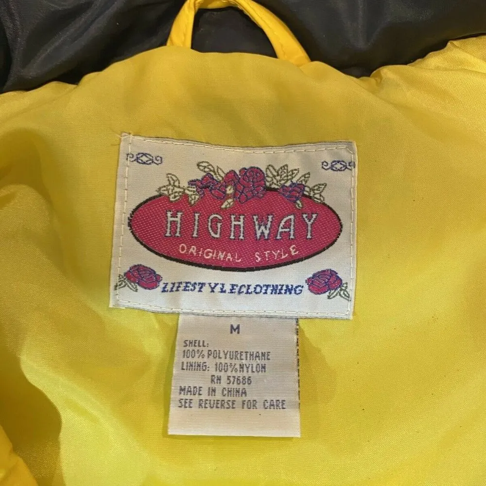 highway original style Zip Up puffer jacket womens size M Yellow Size M - Image 3
