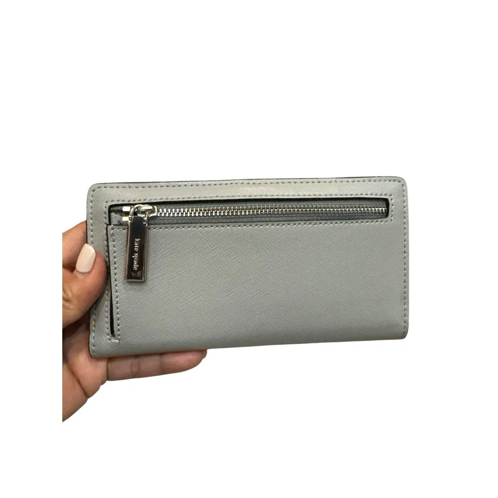 Kate Spade New York Staci‎ Colorblock Large Slim Bifold Wallet Grey White - Image 3
