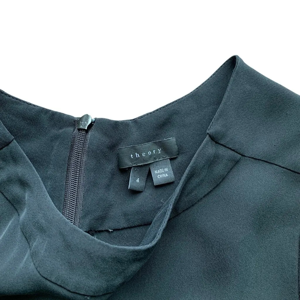 Theory Womens Jumpsuit 4 Black 100 Silk Sleeveless‎ Wide Leg Minimalist - Image 6