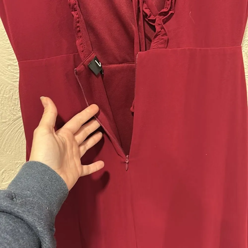 Lulu’s Pour the Champagne Burgundy Ruffled Backless Maxi dress - Image 9