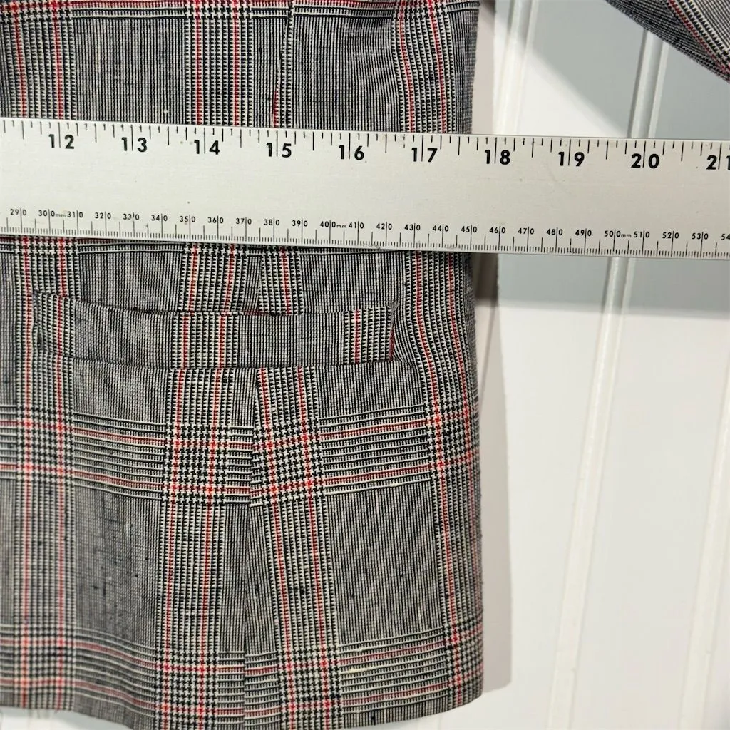 Vintage‎ John Meyer Blazer 12 Plaid Check Jacket Red Lining 90s Office Core USA - Image 5