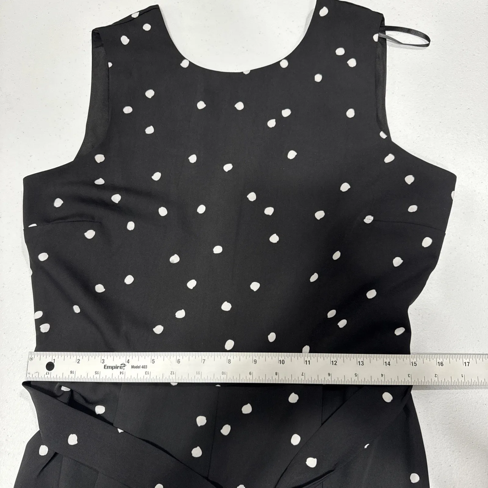 Women's Warehouse Sleeveless Belted Wide Leg Jumpsuit US 8 UK 12 Black Polka Dot - Image 9