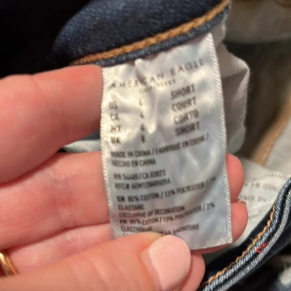 American Eagle Next Level Stretch Dark Wash Distressed Patched Jeans 4 S… - Image 4