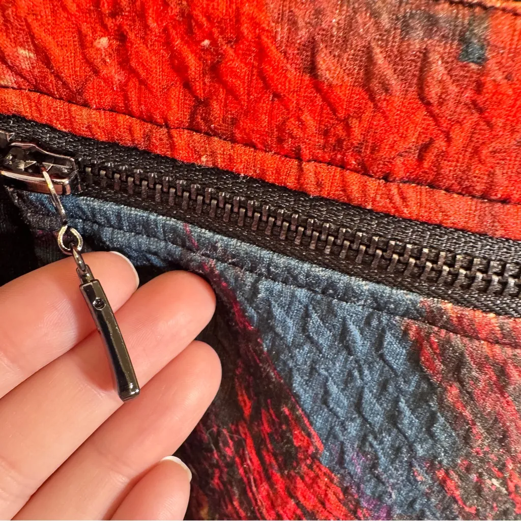 Ali Miles Black Red Asymmetrical Blouse Womens L Lagenlook Artsy Art to Wear Top Size L - Image 7