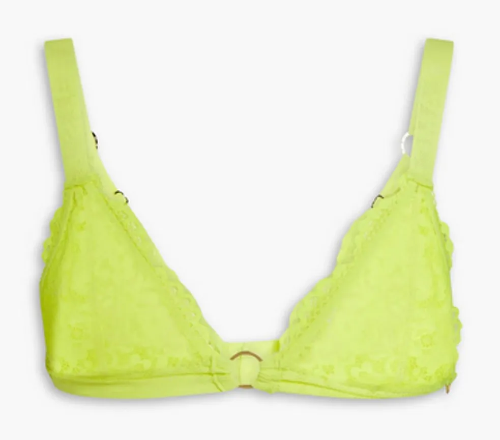 Stella McCartney Neon stretch-lace triangle bra Bright yellow L - Image 1