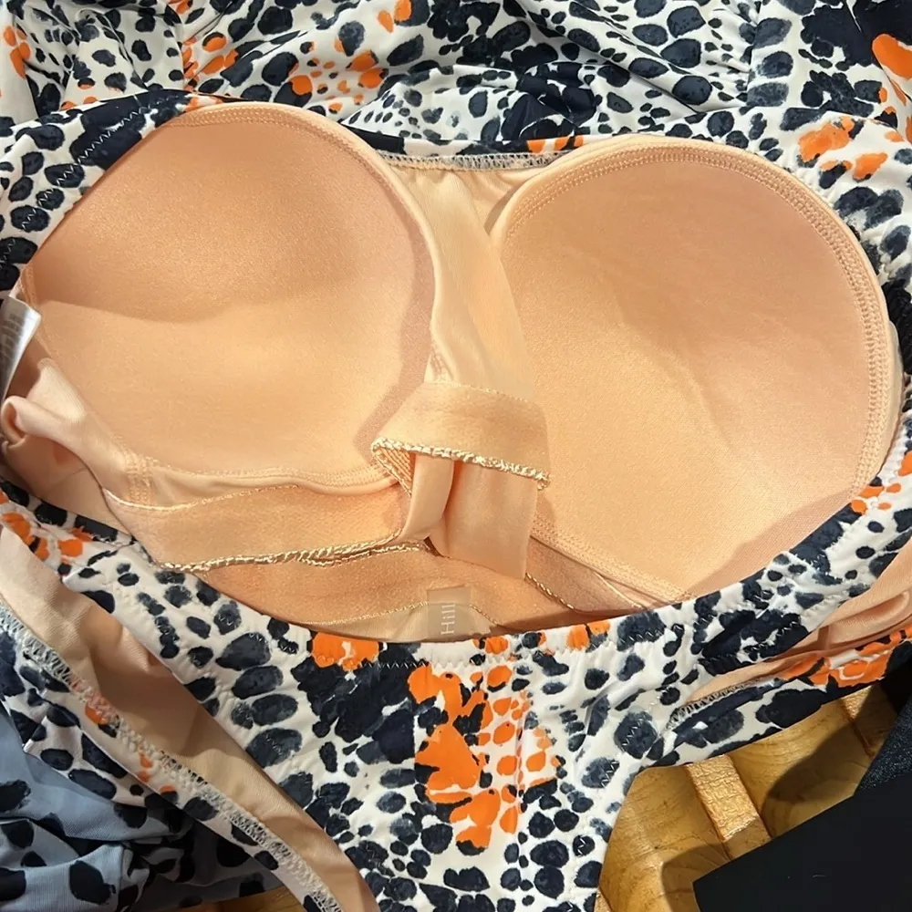 Garnet Hill black and orange print Tankini swim Top only size 12 - Image 12