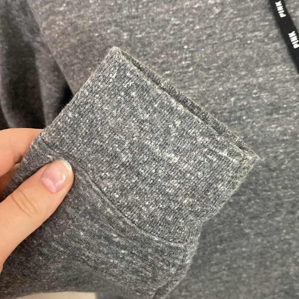 Pink Victoria’s Secret Sherpa lined plaid hood campus sweatshirt grey size XS - Image 12