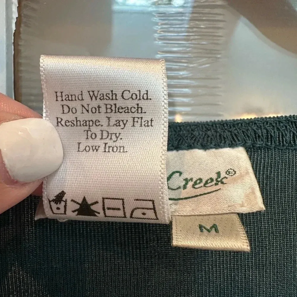 Vintage Coldwater Creek Dark Teal Beaded & Sequin 3/4 Sleeve Blouse Top Size M - Image 8