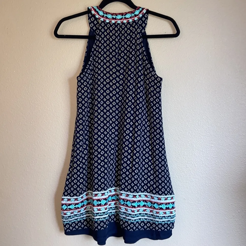 THML Size Small Sleeveless Embroidered High-Neck Knee Length Boho Shift Dress - Image 6