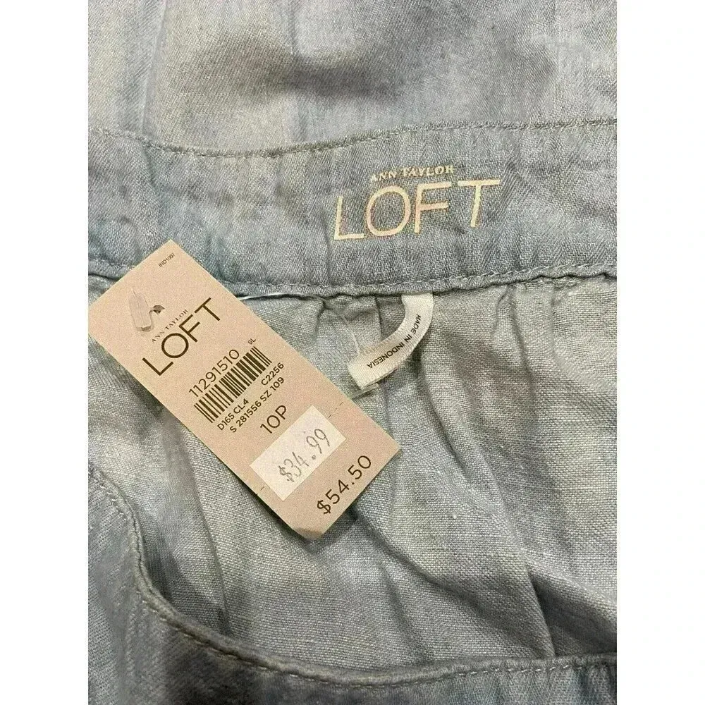 Ann Taylor LOFT Linen Denim Blend‎ Skirt Womens Size 10 Petite Blue Casual NWT - Image 7