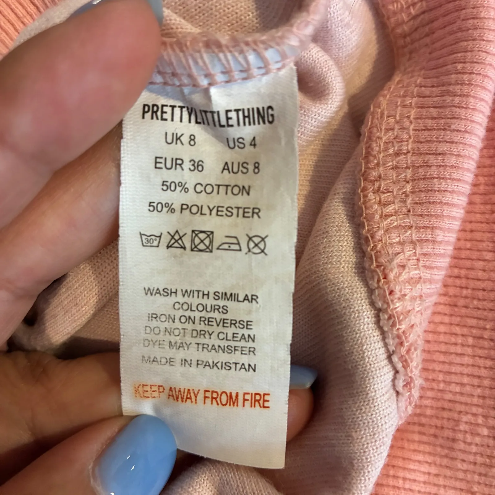 PrettyLittleThing Cropped Hoodie Velour Full Zip Pink Athleisure Size‎ US 4 - Image 4