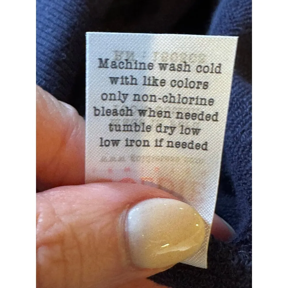 Goldie Lewinter Sweatshirt Women XS Navy Blue Cotton Puff Sleeve Top Peru Preppy - Image 11