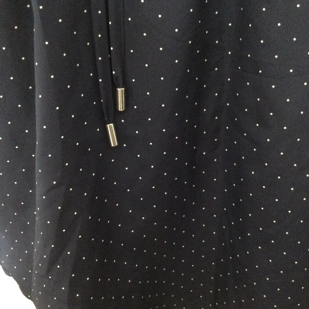 Maison Jules Mandarin Collar Blue & White Micro Polka Dot Shift Dress - Image 12