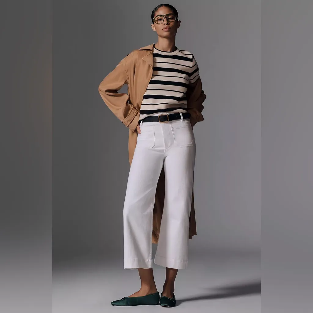 Anthropologie Maeve The Colette Crop Wide Leg Jeans in White- Still Full Price - Image 13