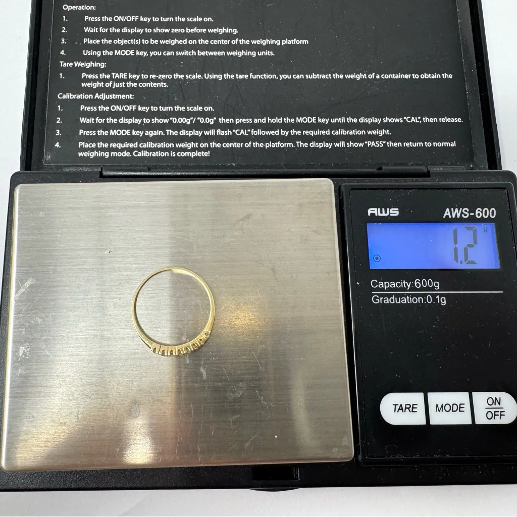 Solid 750 / 18K yellow gold with 8 diamonds, ring, size ~6 - Image 12