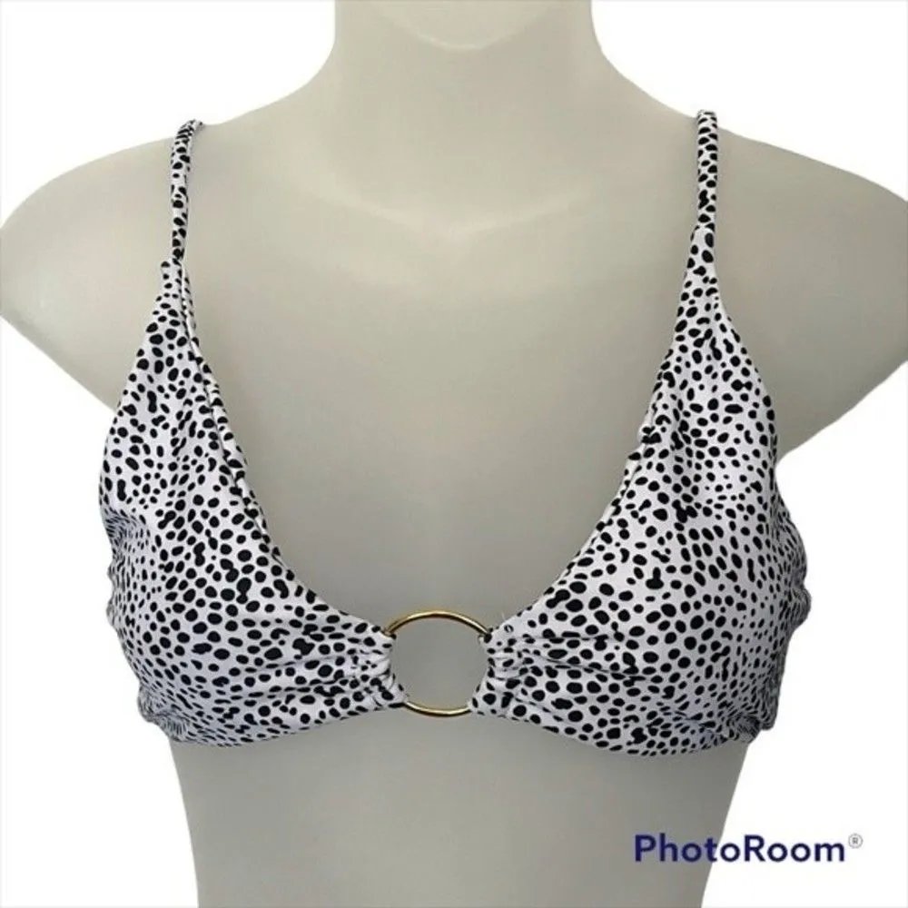 Black White Dalmatian Print Two Piece Bikini Size Medium - Image 3