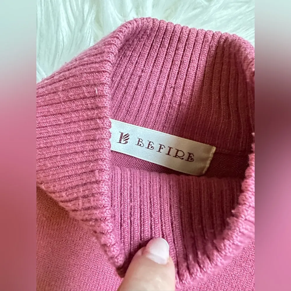 Pink mockneck pullover sweater Size L - Image 4