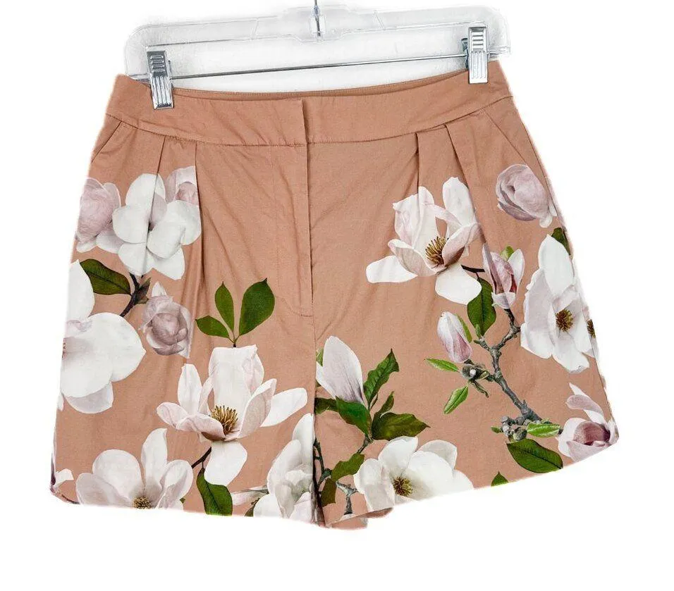 Express Stylist Super High Waisted Pleated Floral Shorts 3.25" Size 6 EUC - Image 2